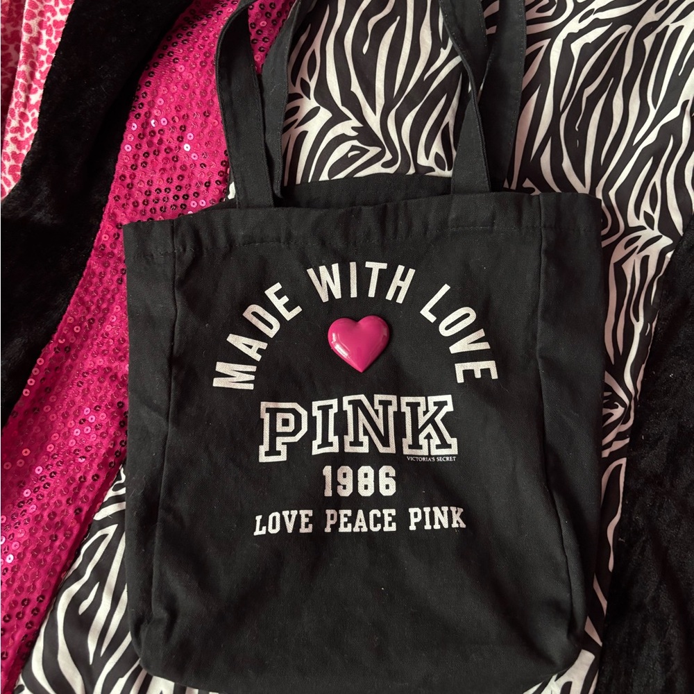 PINK Victoria's Secret Black and Pink Tote Bag
